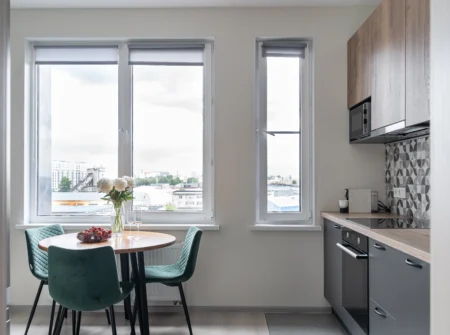 Awning Windows modern kitchen dining area with