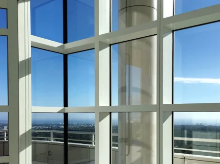 Corner Windows blue sky seen from window (1)